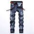 Washed Fashion Straight Pants Men's Ripped Mid Waist Jeans